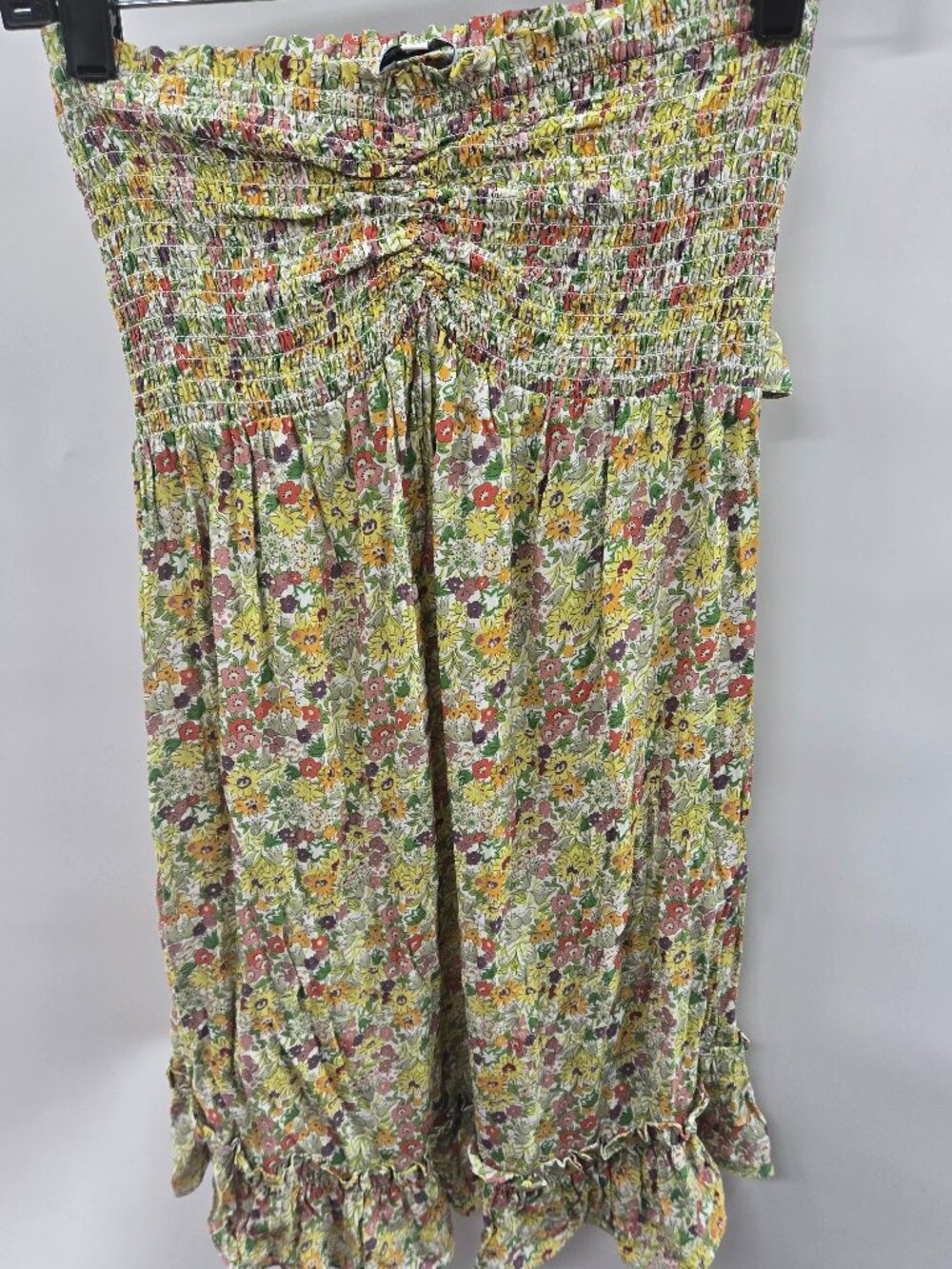 Rays For Days White Ditsy Floral Smocked Strapless Mini Dress Size Small